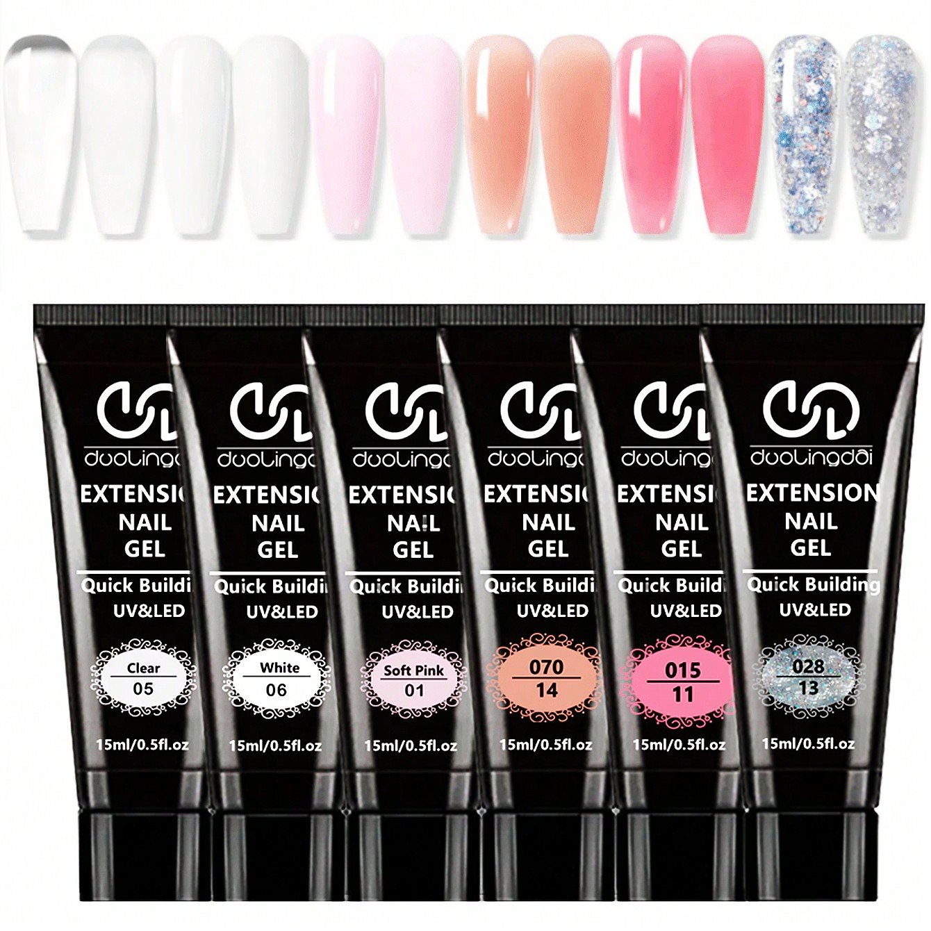 Polygel Nail Kit - 6色ポリエクステンションジェルネイルキット ヌードピンクブラウン、ソークオフUVジェルマニキュアネイルサロンセット、ビルダーネイルエクステンダージェルキット