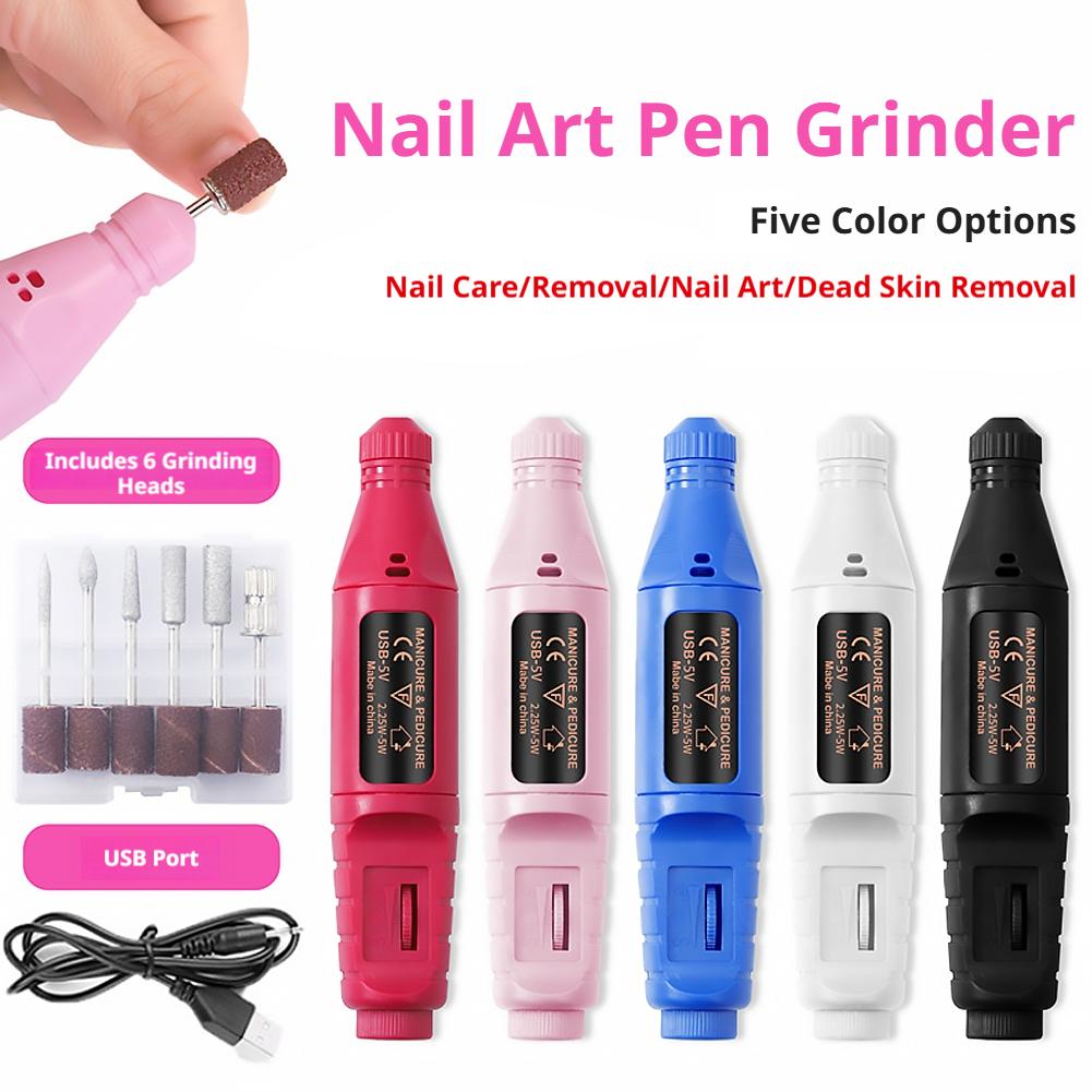 Nail Art Full Color - ポータブル電動ネイルドリルペン USB ミニ E ファイルサンダージェルポリッシュリムーバーマニキュアペディキュアマシンネイルアートケアツールセット