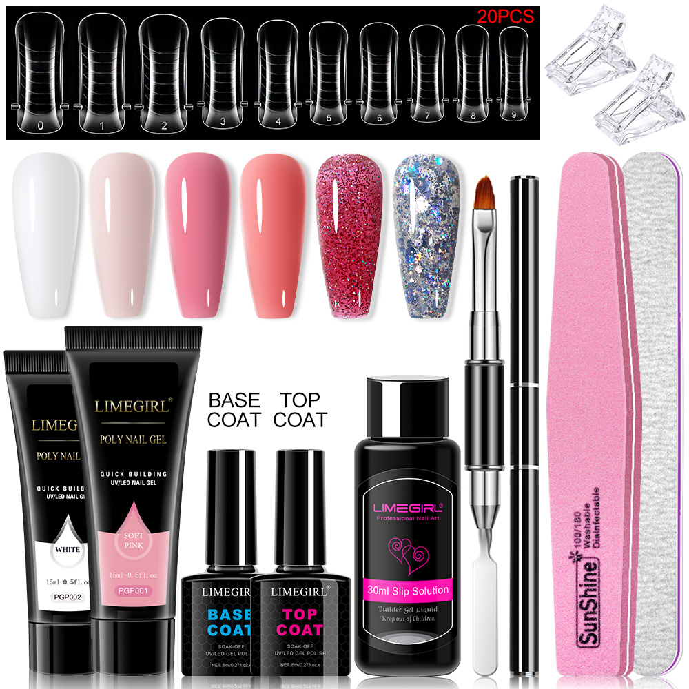 Polygel Nail Kit - エクステンションネイル用ポリネイルジェルセット、長持ち、自然な外観、強力なビルダー強化、サロンマニキュアDIY自宅用