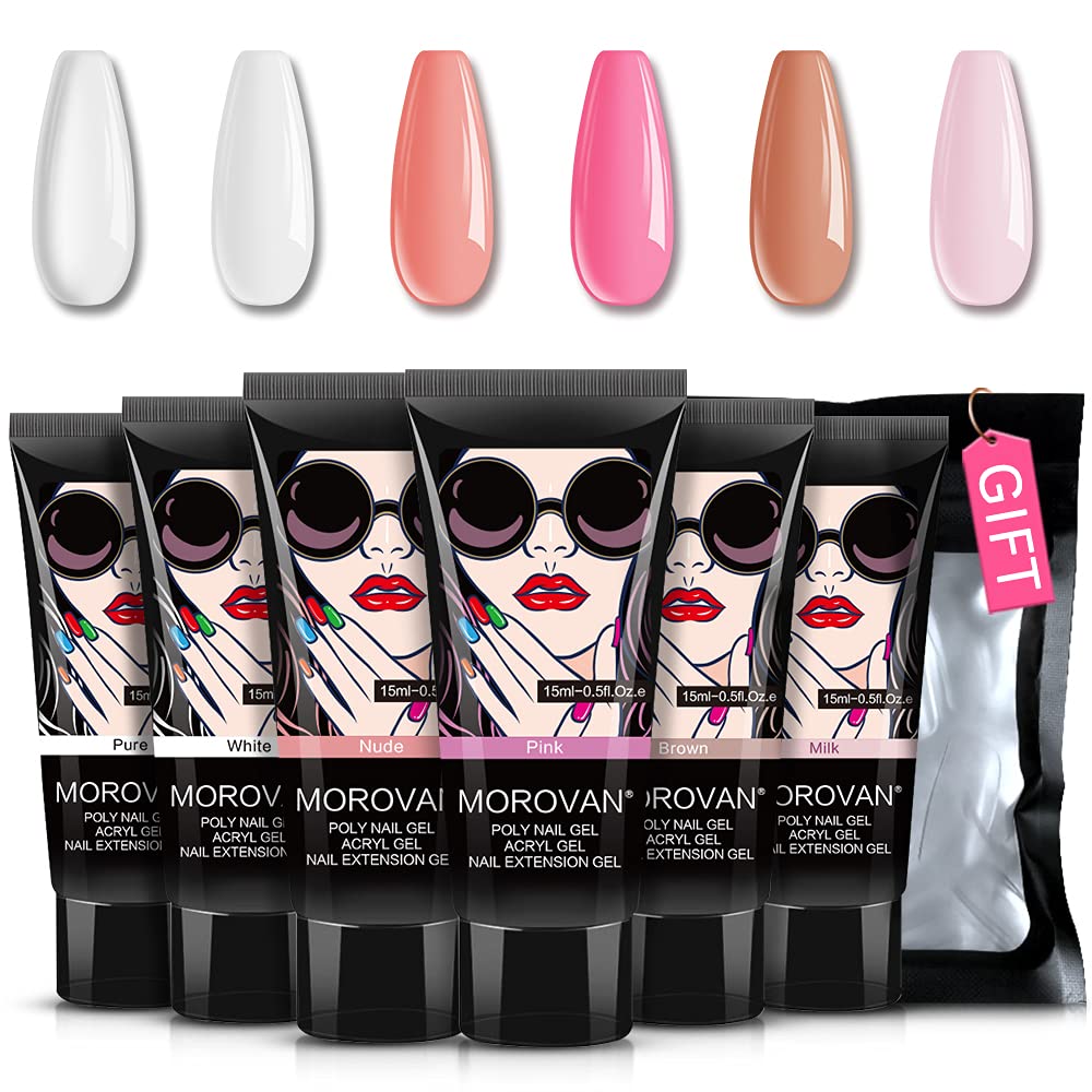 Polygel Nail Kit - ポリゲルネイルキット-6色,0.5オンス,ポリゲルエクステンション,クリングネイルキット,白,ヌード,ピンク,日曜大工用,フレンチキット
