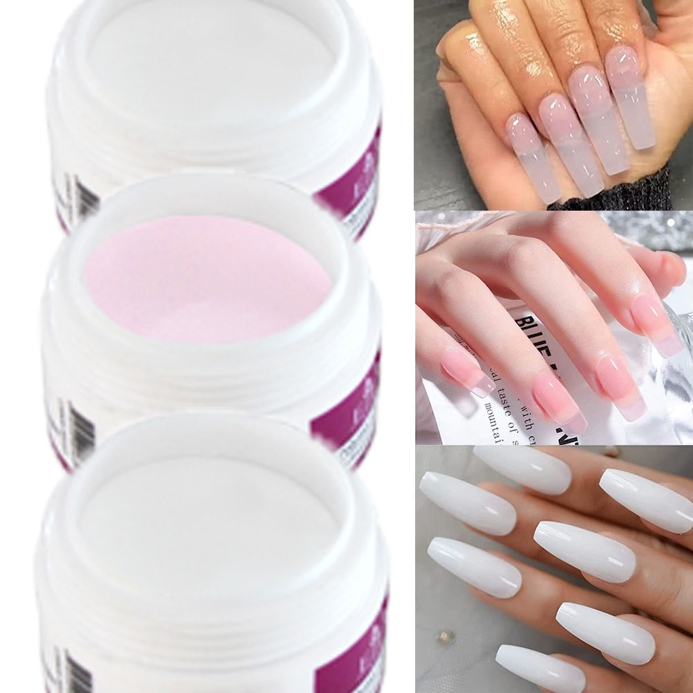 Acrylic Powder Clear - ネイルアート用のプロのアクリルパウダー,彫刻されたポリマーアクリルパウダー,クリスタルダスト,クリアホワイト,ピンク,3in 1,ジャーあたり10g