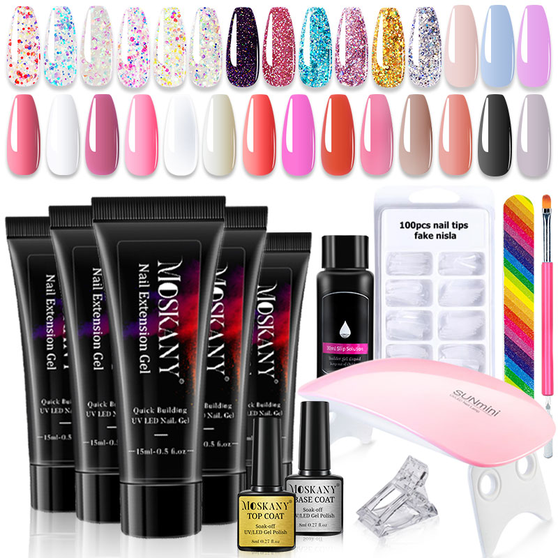 Polygel Nail Kit - ポリネイルジェルフルセット 6 ワット LED ランプネイルセット初心者のためのネイルのヒントアート 3D
