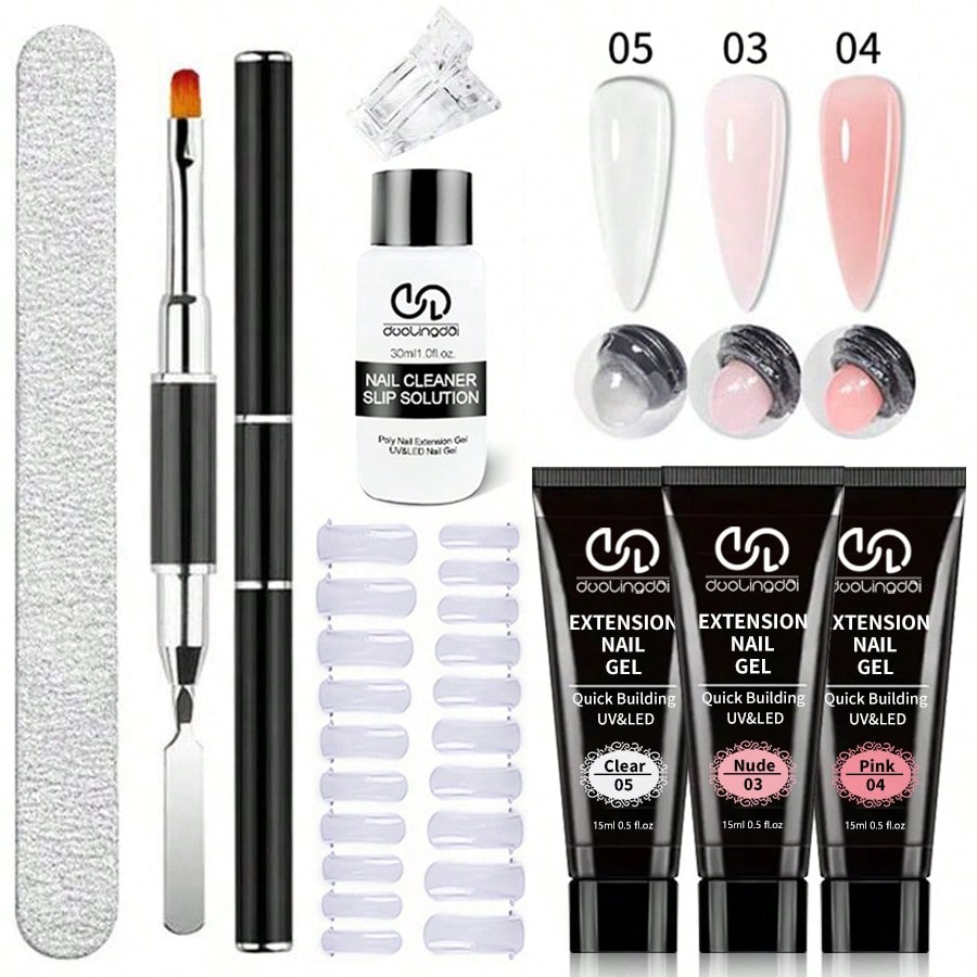 Polygel Nail Kit - 8個/セット ポリエクステンションジェルセット ネイルアート ポリジェルキット クリアホワイトカラー ネイルUVジェル