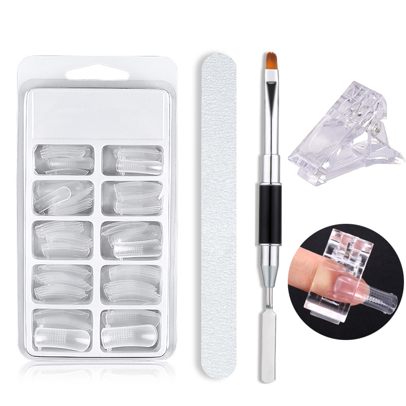 Polygel Nail Kit - エクステンション用ポリゲルキットツール、クイックビルダー、デュアルフォーム、ブラシクリップ、UVジェル、マニキュア、塗料、永久