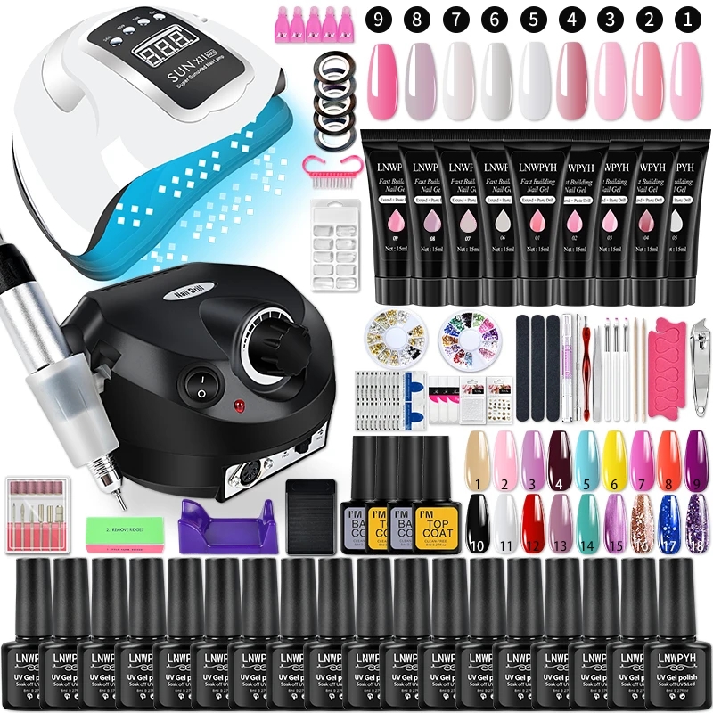Polygel Nail Kit - 半永久的なポリゲル,芸術的なツール,マニキュアセットを備えたマニキュアセット
