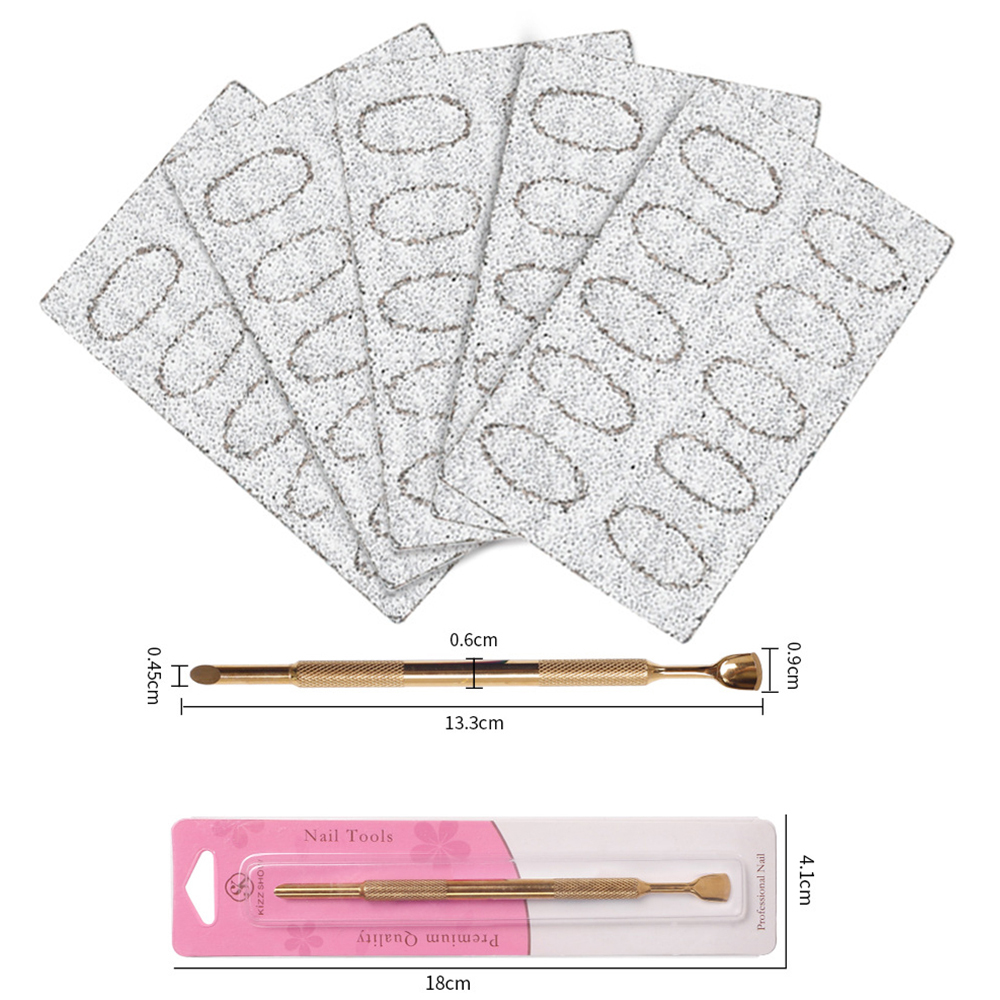 Nail Art Motif - ステンレス鋼製蹄鉄型キューティクルプッシャー、丸型キューティクルプッシャー、サンドペーパーリムーバー、マニキュアスティック、ネイルアートツール、表面研磨