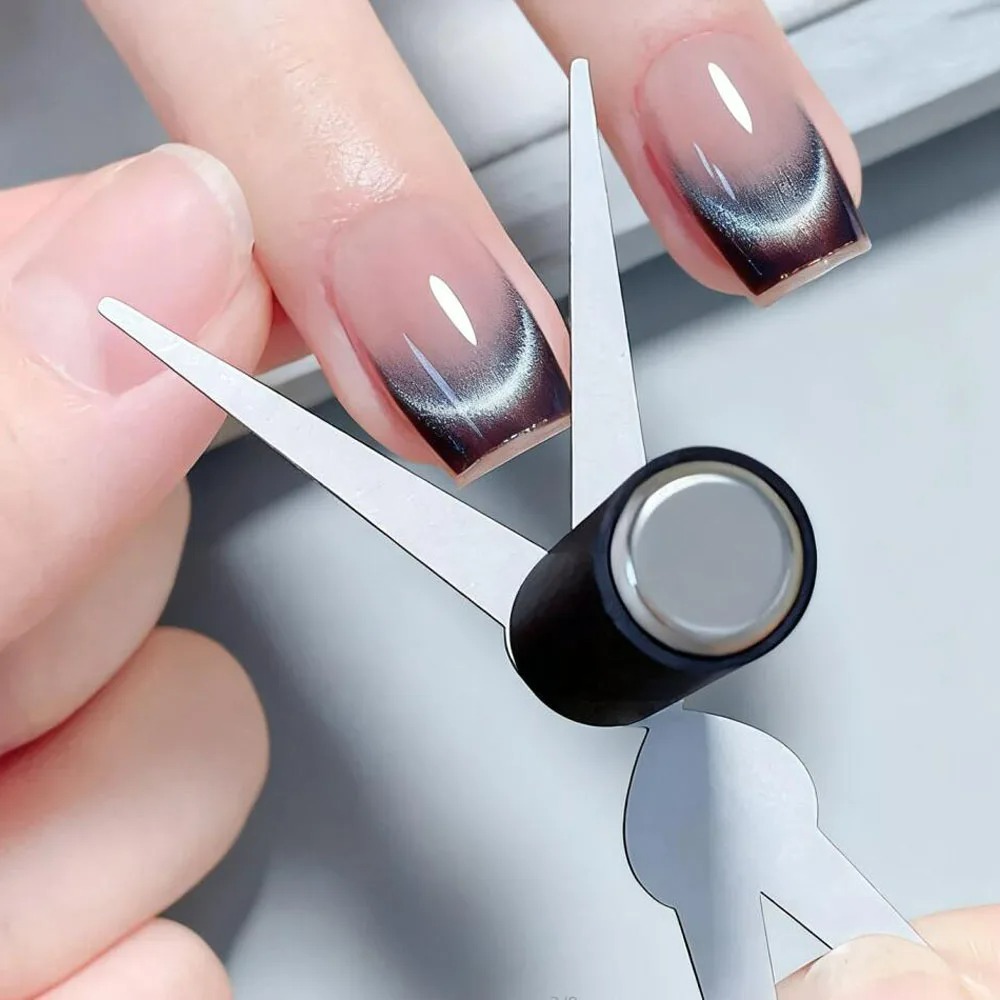 Nail Art Full Color - 1/2個入り ダブルヘッド フレンチネイルアートマグネットセット 強力キャッツアイ磁気ロッド フレンチV字効果 ジェルポリッシュ