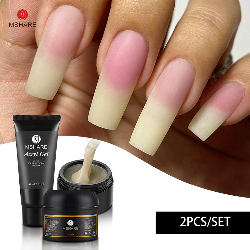 Polygel Nail Kit - MSHARE 2 ピース/セット 30 グラム/60 グラム天然アクリルピンククリアビルダーポリネイルジェルエクステンション