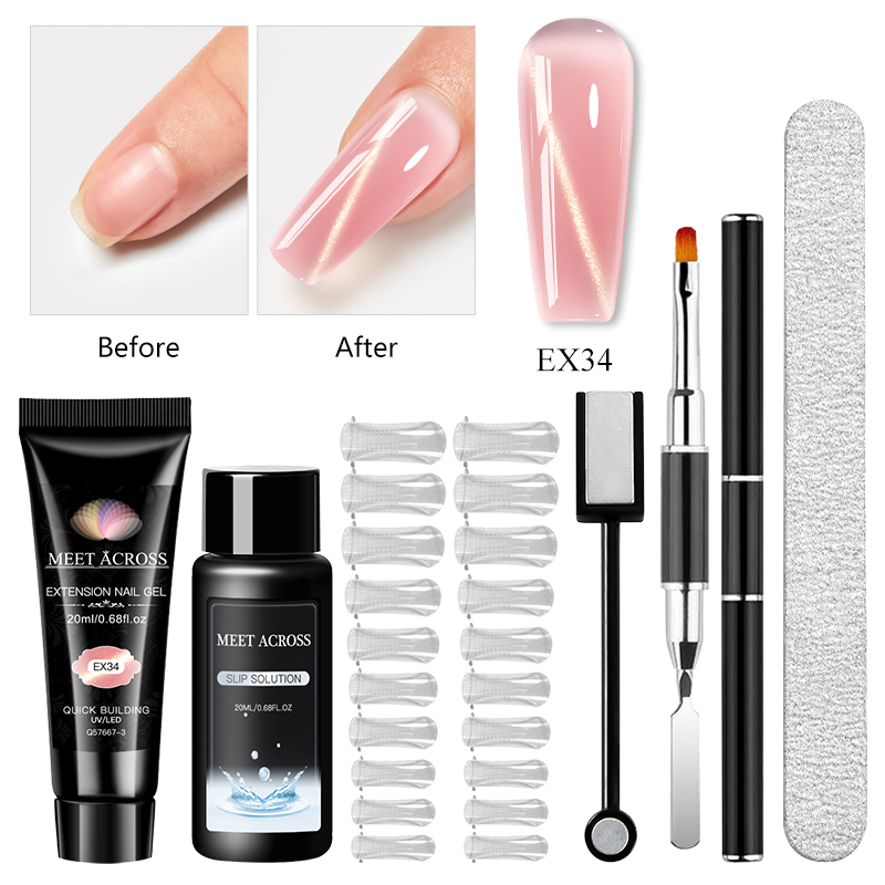 Polygel Nail Kit - 6個/セット 20ml キャッツアイ ポリネイルジェル エクステンションキット ヌードピンク