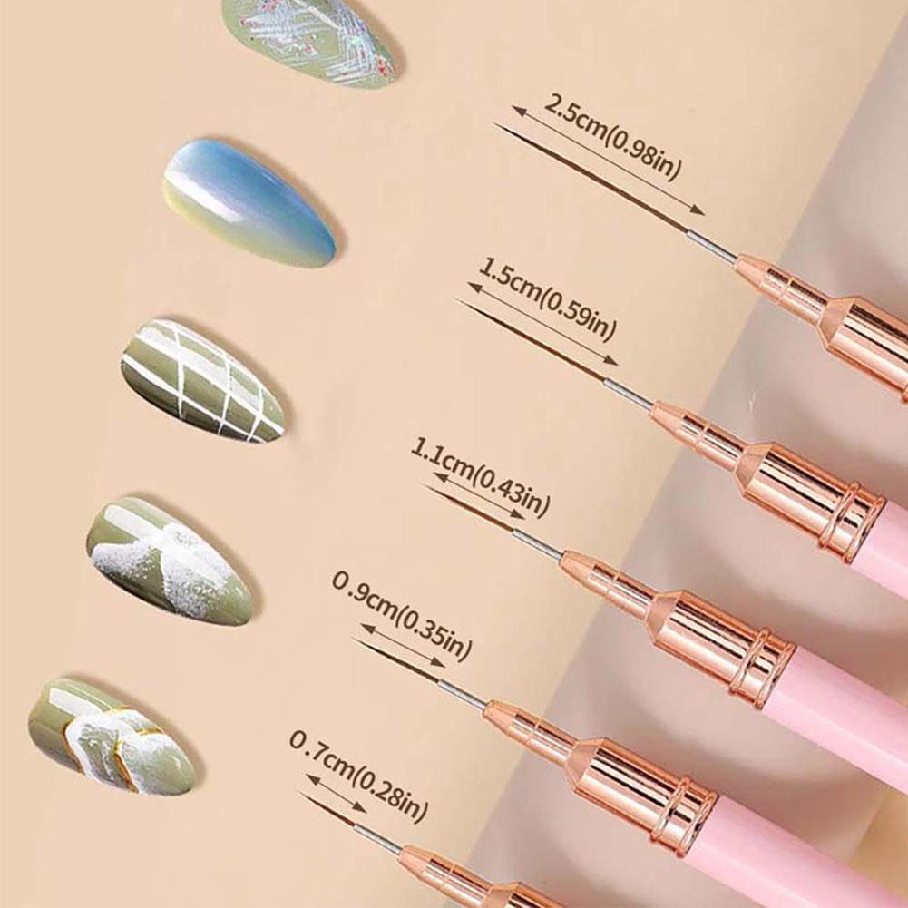 5本セット ネイルアートライナーブラシセット 9mm 11m - Nail Art Brush Set のレビューと価格