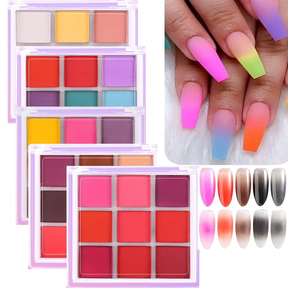 4/6/9 色ネイル顔料パレット固体マジックミラーパウダーセ - Nail Art Ombre Glitter のレビューと価格