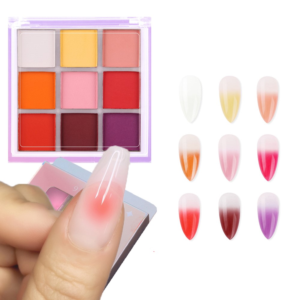 4/6/9 色ネイル顔料パレット固体マジックミラーパウダーセ - Nail Art Ombre Glitter のレビューと価格