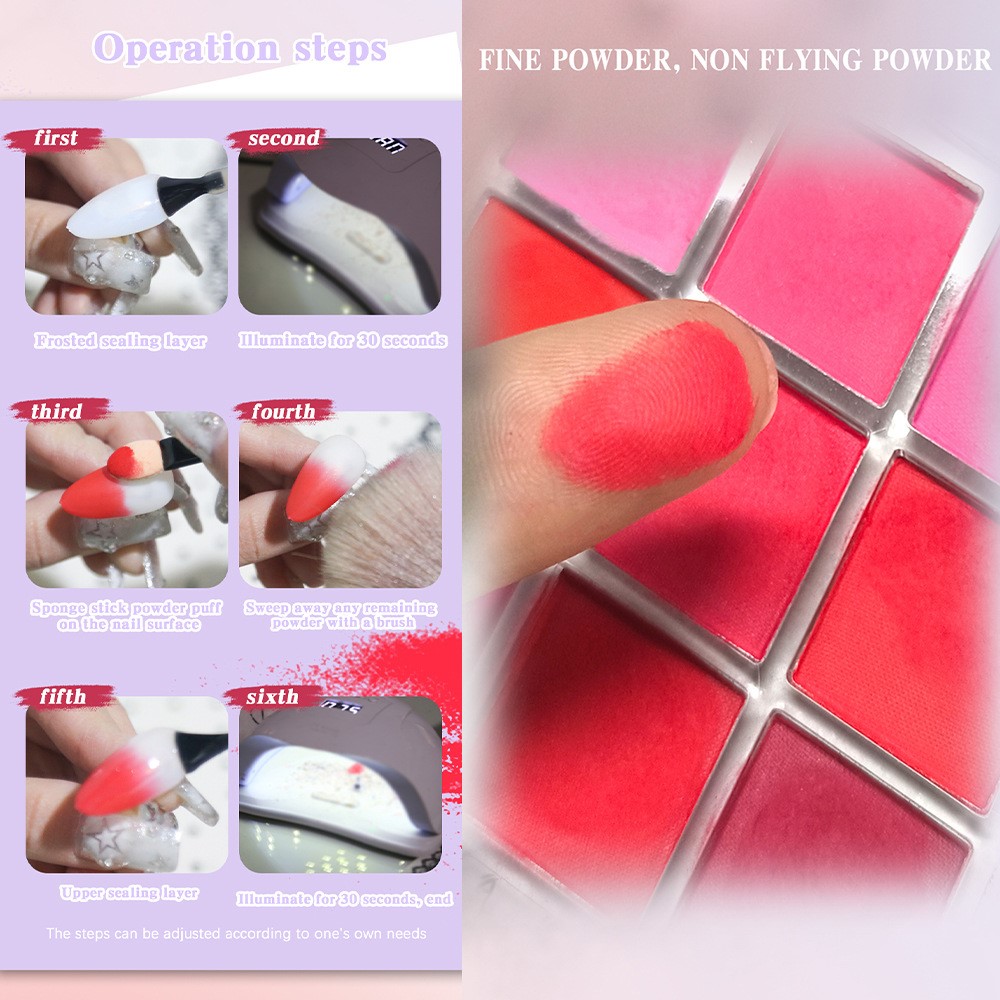 4/6/9 色ネイル顔料パレット固体マジックミラーパウダーセ - Nail Art Ombre Glitter のレビューと価格