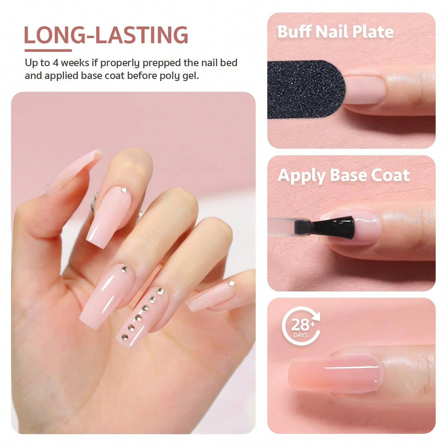 6色ポリエクステンションジェルネイルキット ヌードピンクブラ - Polygel Nail Kit のレビューと価格
