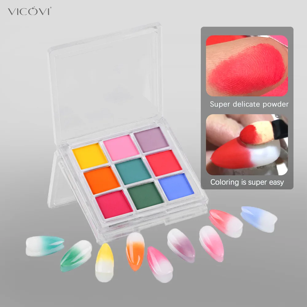 9 色ネイル顔料パレット固体マジックミラーパウダーセットオン - Nail Art Ombre Glitter のレビューと価格