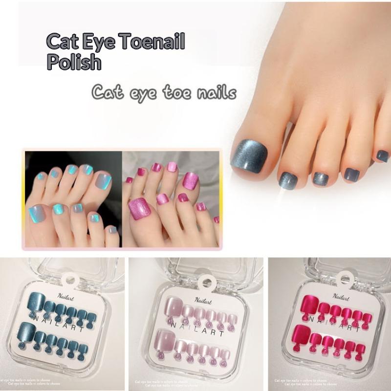 新しい10個入り/箱 フレンチフェイクネイル グロッシーキャ - Nail Art Extension Cat Eye のレビューと価格