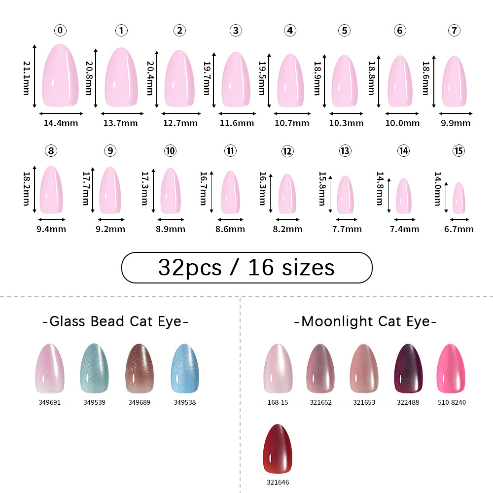 VITAGWX 32 個プレスオンネイルアーモンドネイルチッ - Nail Art Cat Eye のレビューと価格