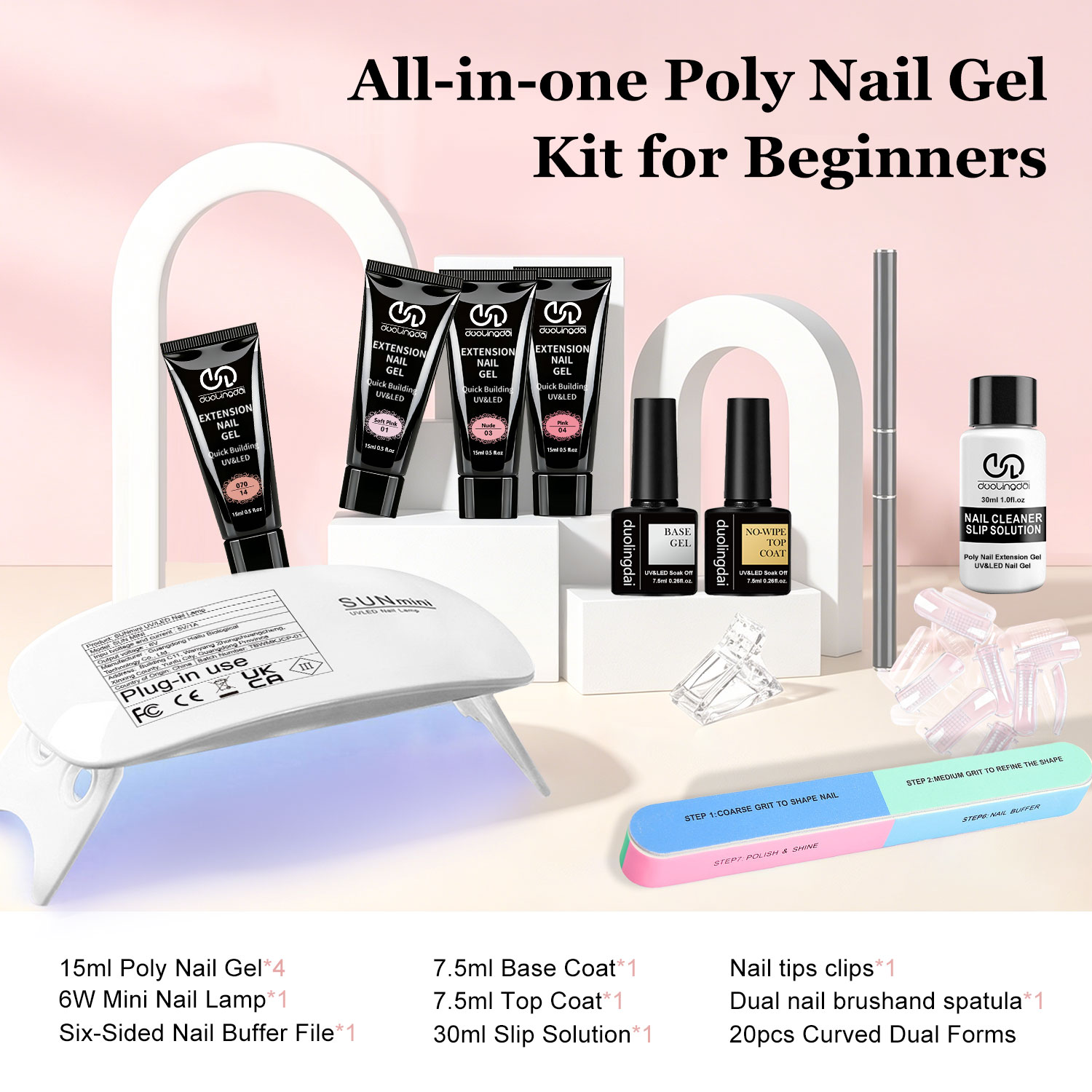 Duolingdai 4色ポリネイルエクステンションジェル+ - Polygel Nail Kit のレビューと価格