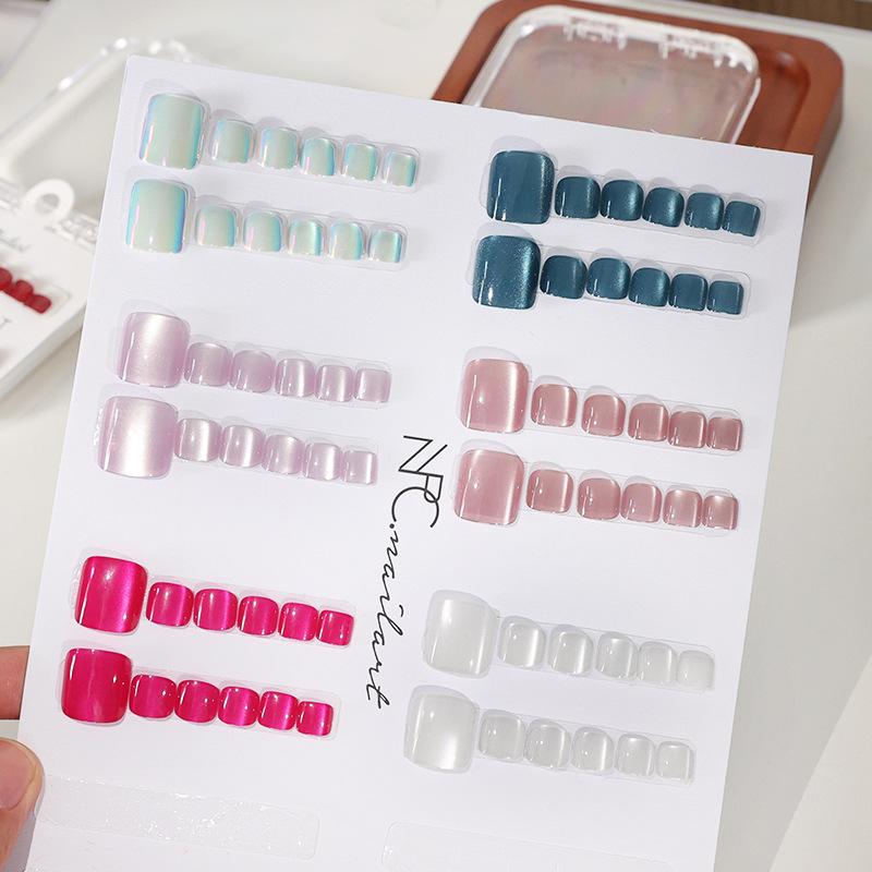 1箱入り フレンチフェイクネイル グロッシーキャットアイネイ - Nail Art Extension Cat Eye のレビューと価格