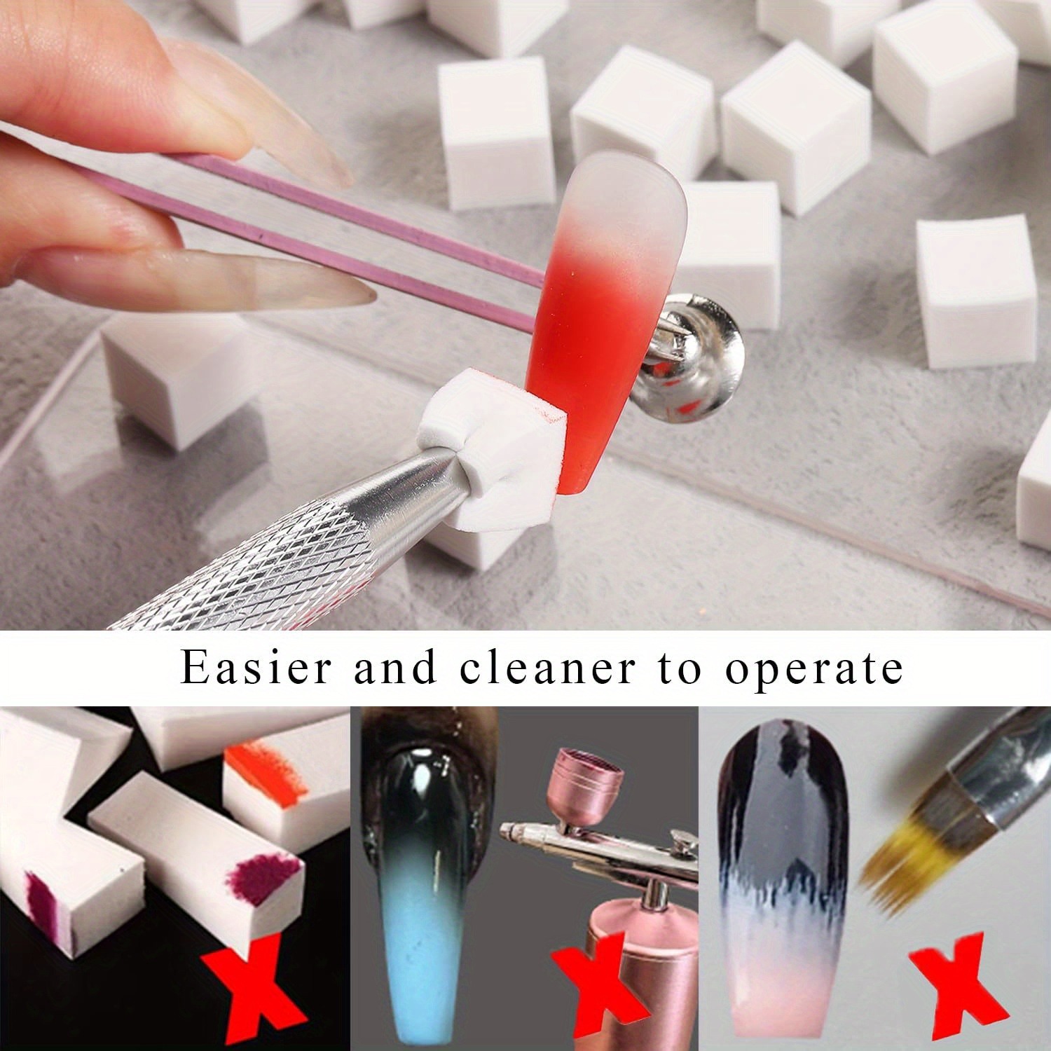 1/50/100 個正方形ネイルアートスポンジセットグラデー - Nail Art Full Color のレビューと価格