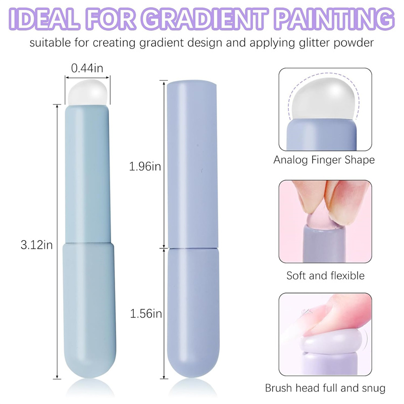 2 個ネイルアートシリコーンヘッドネイルブラシメイクアップア - Nail Art Ombre Glitter のレビューと価格