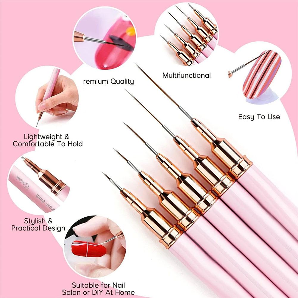 5本入りネイルアートライナーブラシセット、プロ用UVジェルネ - Nail Art Brush Set のレビューと価格