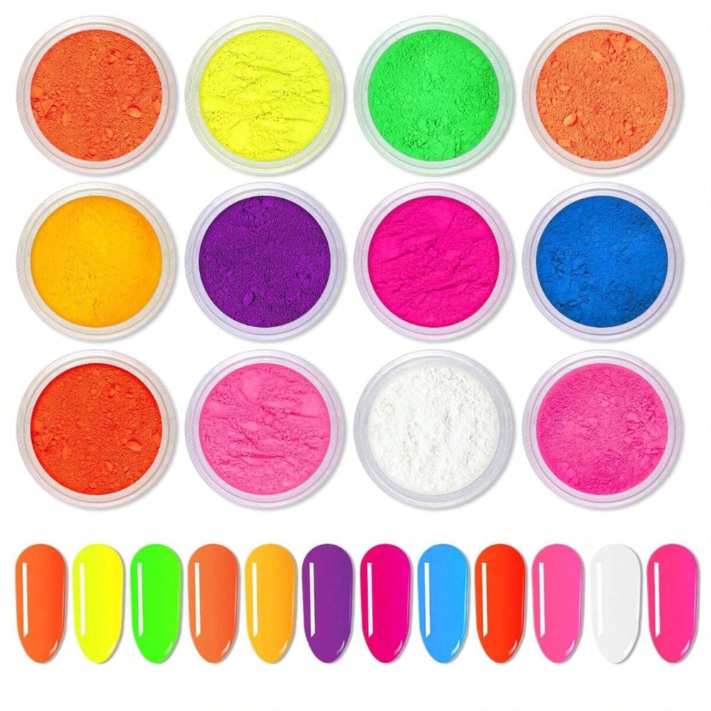 ネオンカラーの風光顔料パウダーセット,ネイルアート,蛍光色, - Nail Art Ombre Glitter のレビューと価格