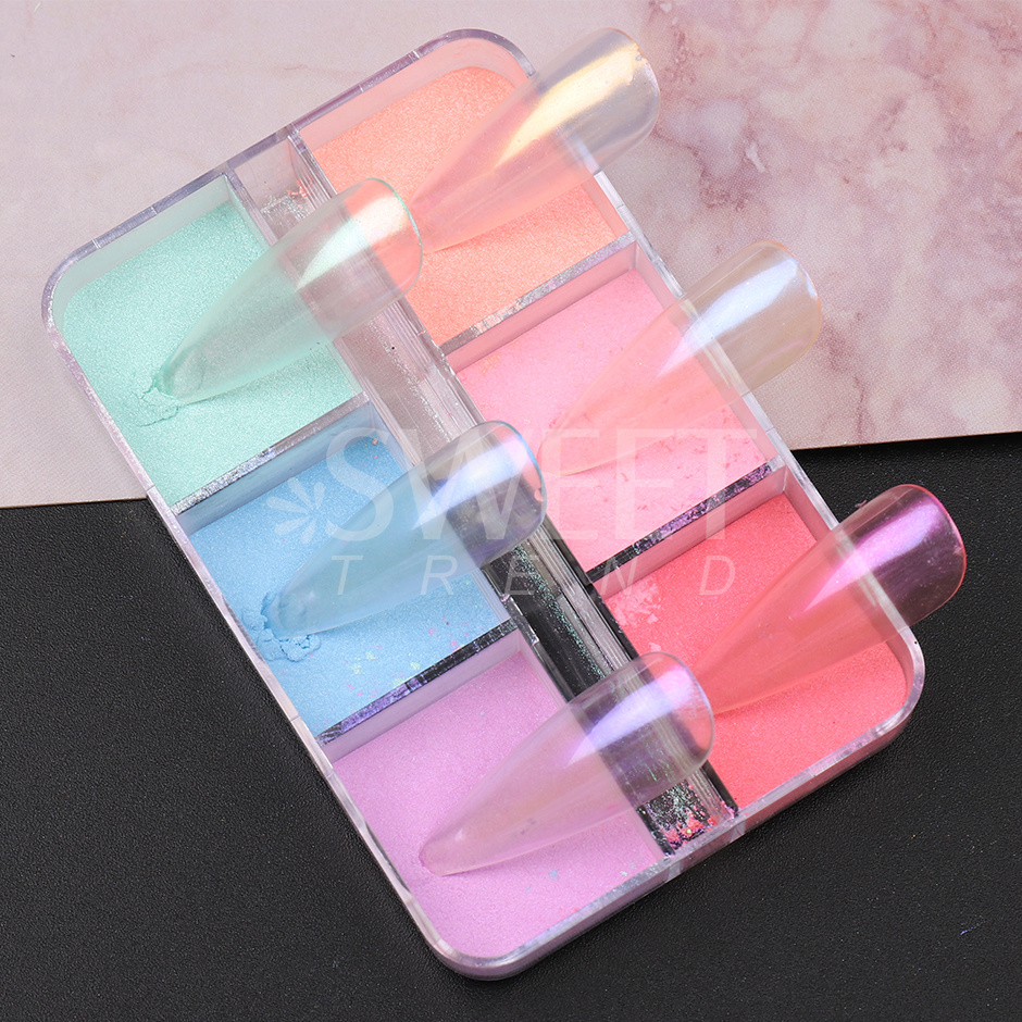 6グリッドミラーパールネイルパウダーオンブレパールレントグラ - Nail Art Ombre Glitter のレビューと価格