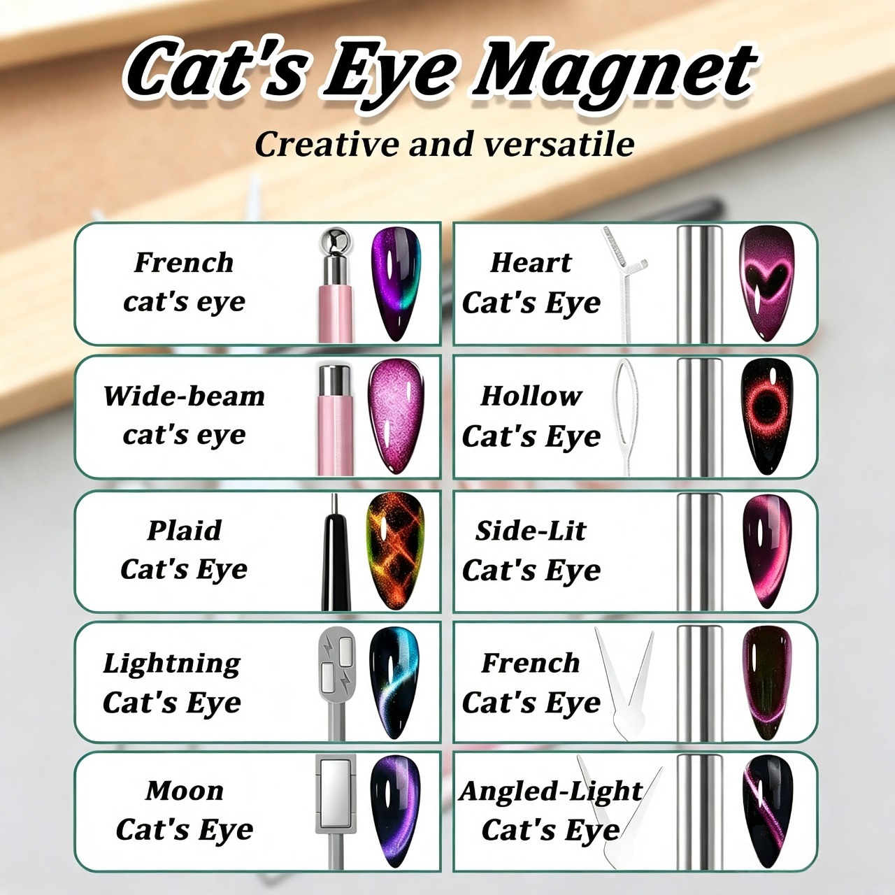 7個入りキャットアイネイルマグネットセット、V字型フレンチマ - Nail Art Full Color のレビューと価格