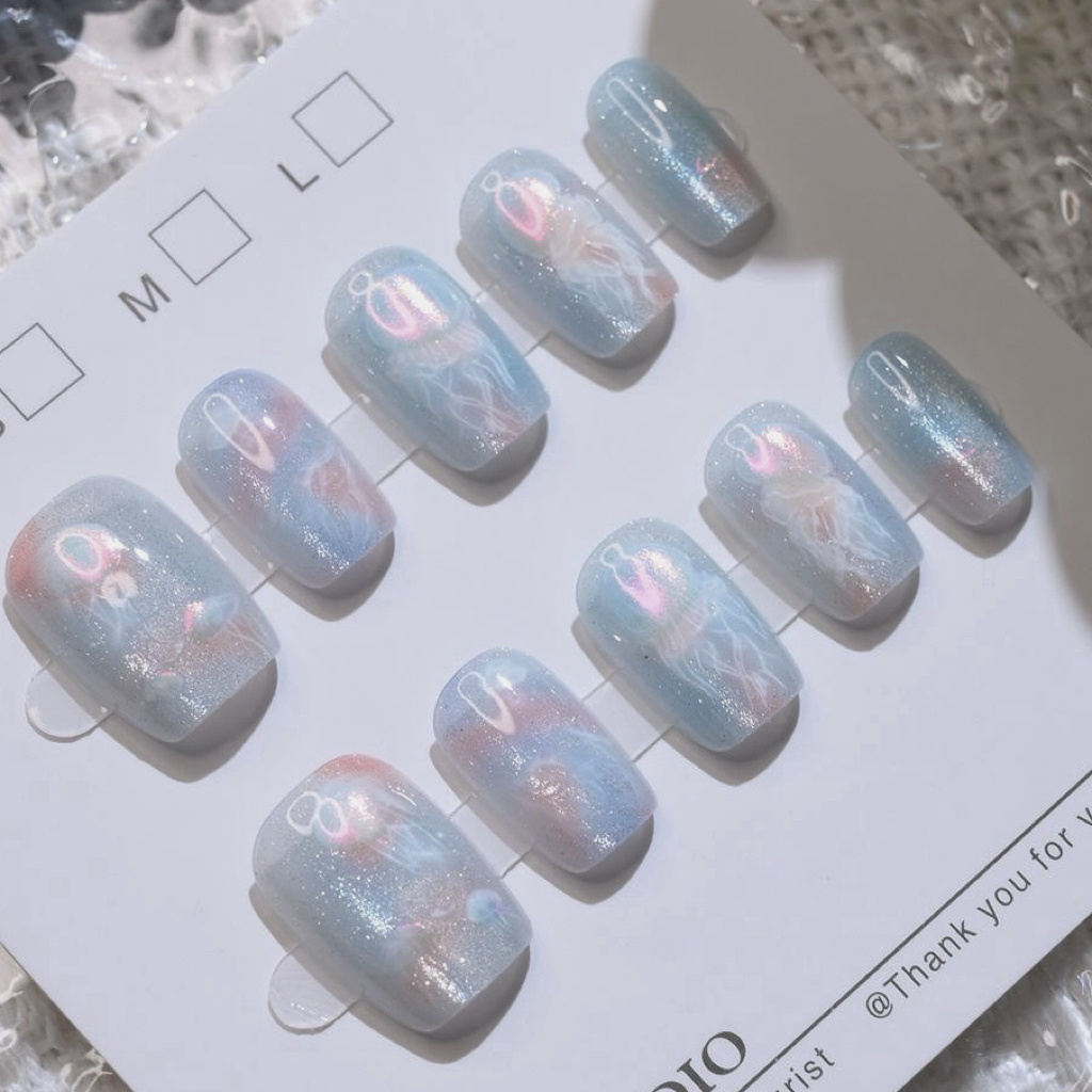 10枚入り レディース カラフル ドリーミー クラゲ 新作  - Nail Art Cat Eye のレビューと価格