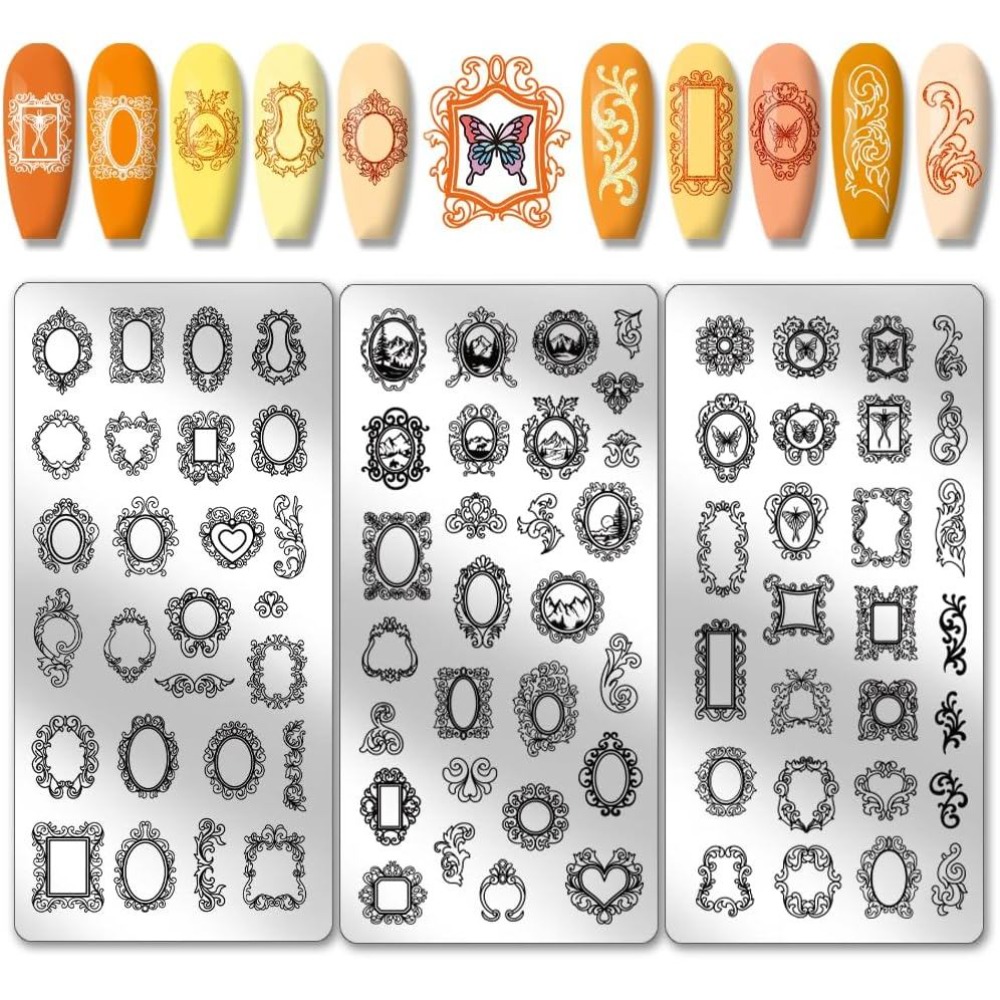 3 個ヴィンテージ写真フレームネイルスタンピングプレート混合 - Nail Art Motif のレビューと価格