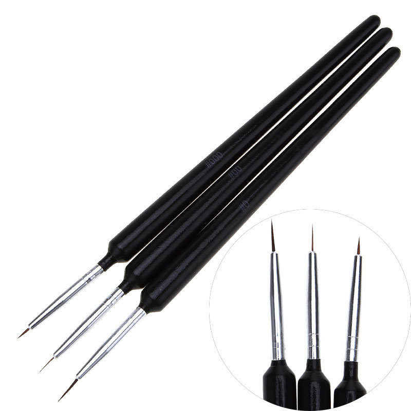 3 個の超微細ネイルアートライナーブラシセット黒ハンドル小毛 - Nail Art Brush Set のレビューと価格