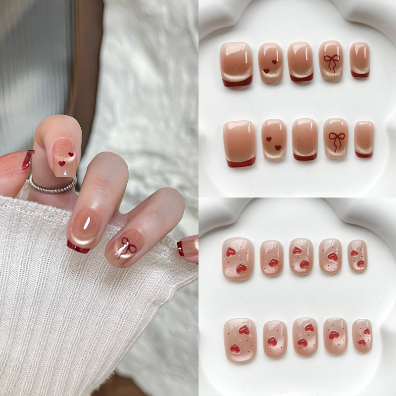 10 個フレンチスタイルかわいい恋人ネイルアートウェアラブル - Nail Art Eye Cat のレビューと価格