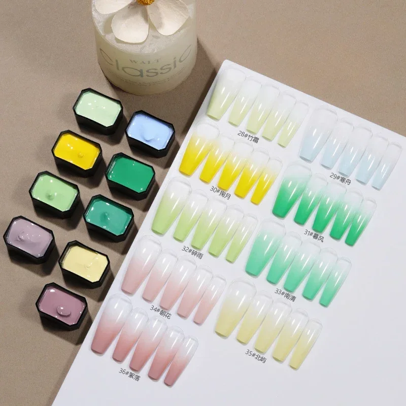 9 色/ボックスパットオンブルジェルネイルポリッシュ高速グラ - Nail Art Ombre Glitter のレビューと価格