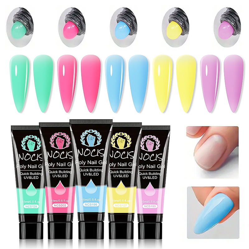 NOCISポリネイルジェルキット-5色展開のビルダージェルで - Polygel Nail Kit のレビューと価格