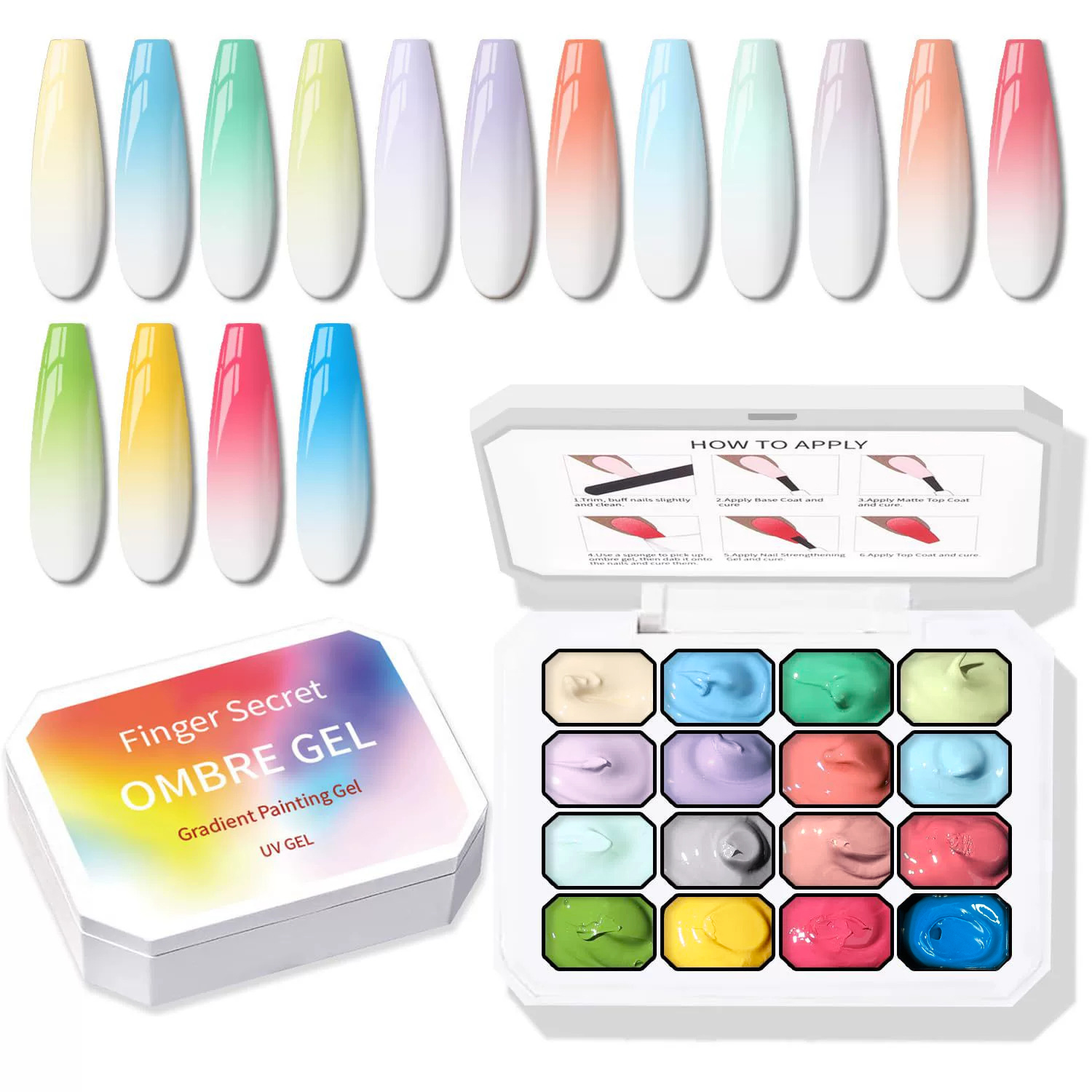 9-24色ソリッドクリームオンブレジェルパレットグラデーショ - Nail Art Ombre Glitter のレビューと価格