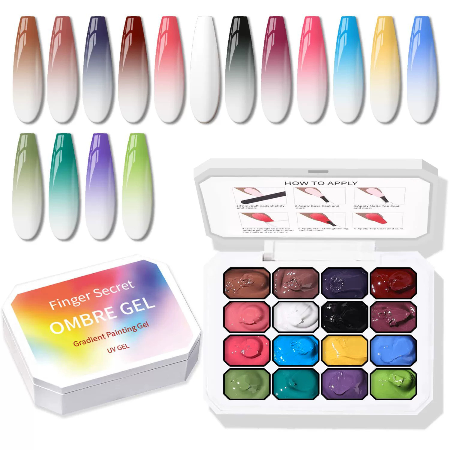 9-24色ソリッドクリームオンブレジェルパレットグラデーショ - Nail Art Ombre Glitter のレビューと価格