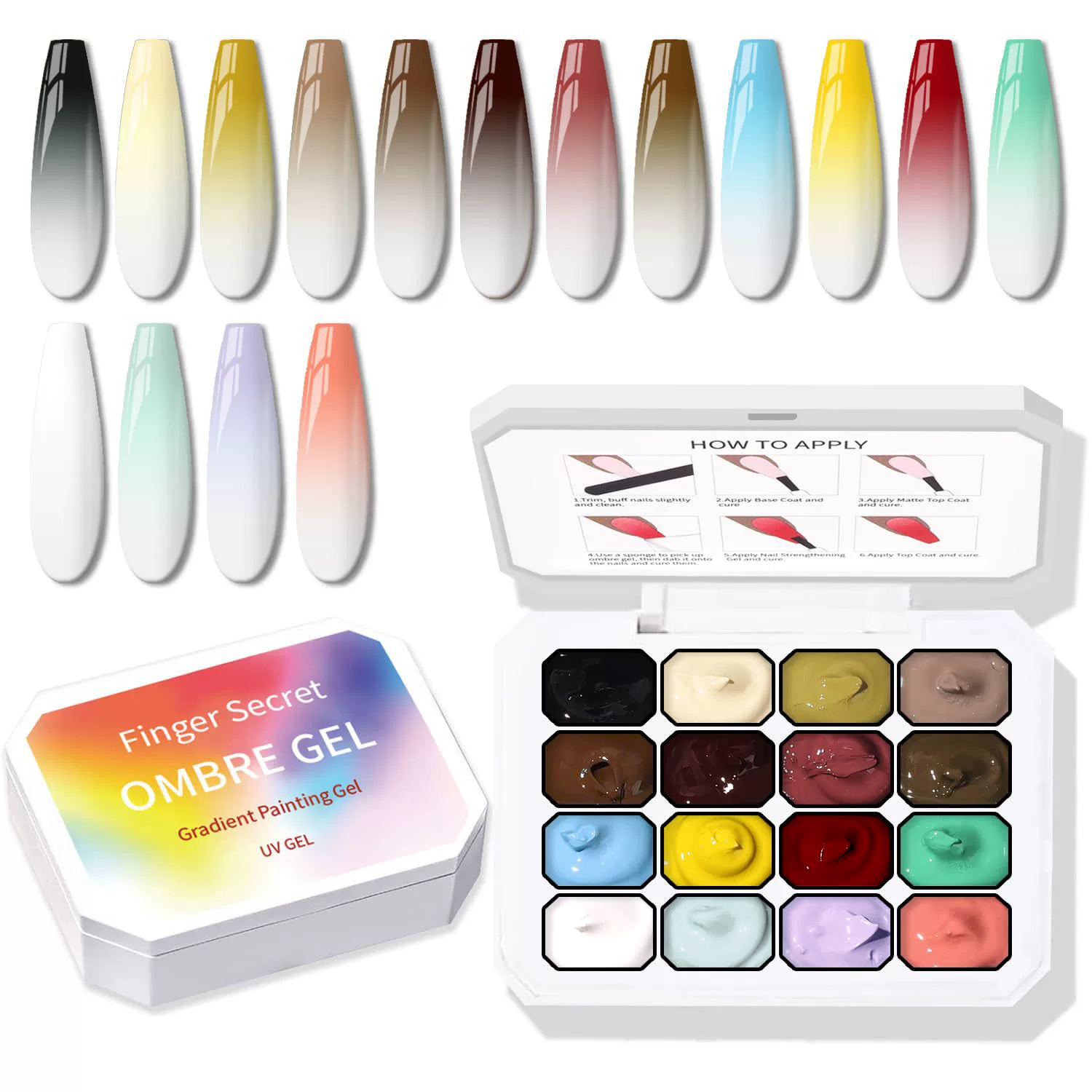 9-24色ソリッドクリームオンブレジェルパレットグラデーショ - Nail Art Ombre Glitter のレビューと価格