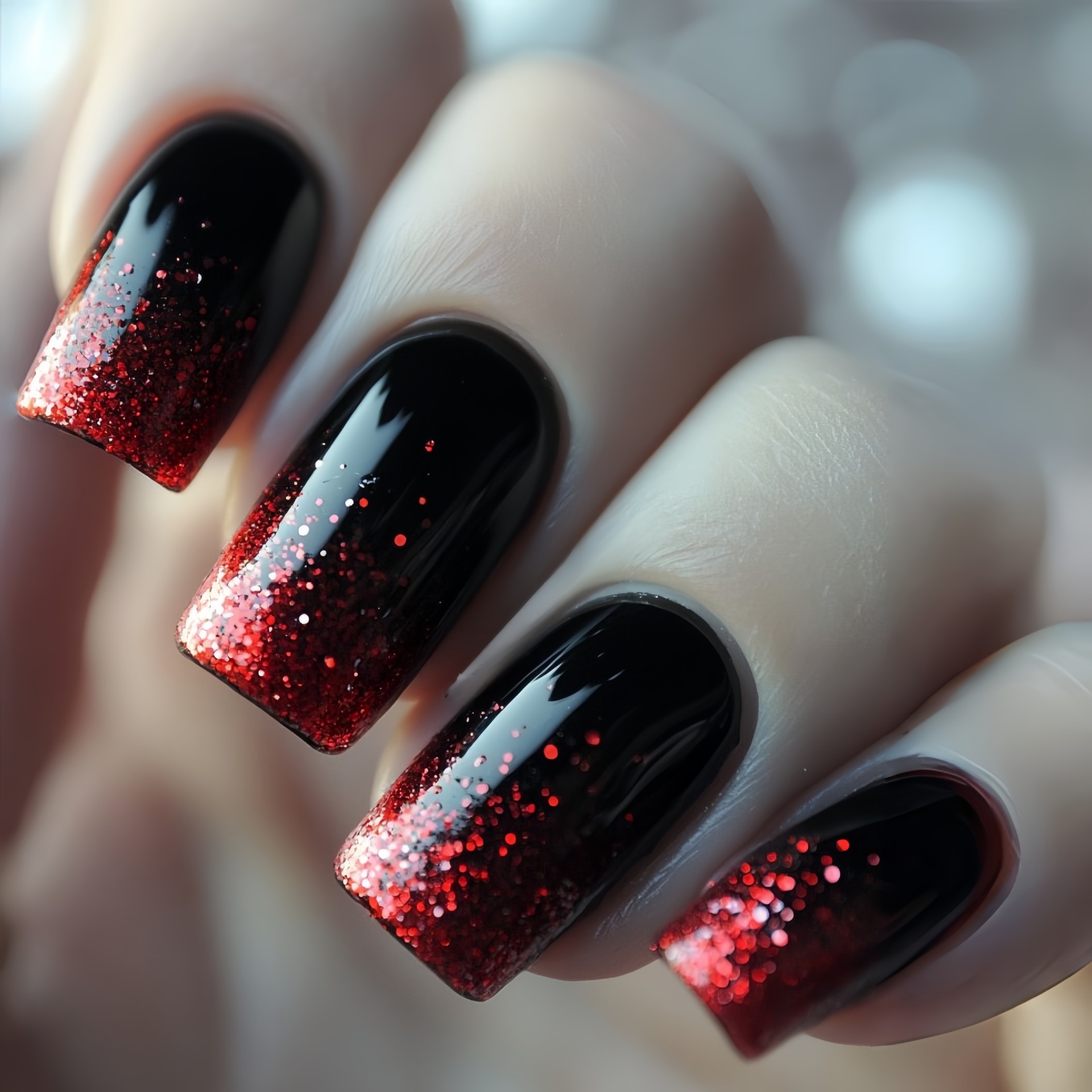 短いミディアムサイズの付け爪 グラデーションブラウンレッドブ - Nail Art Gliter のレビューと価格