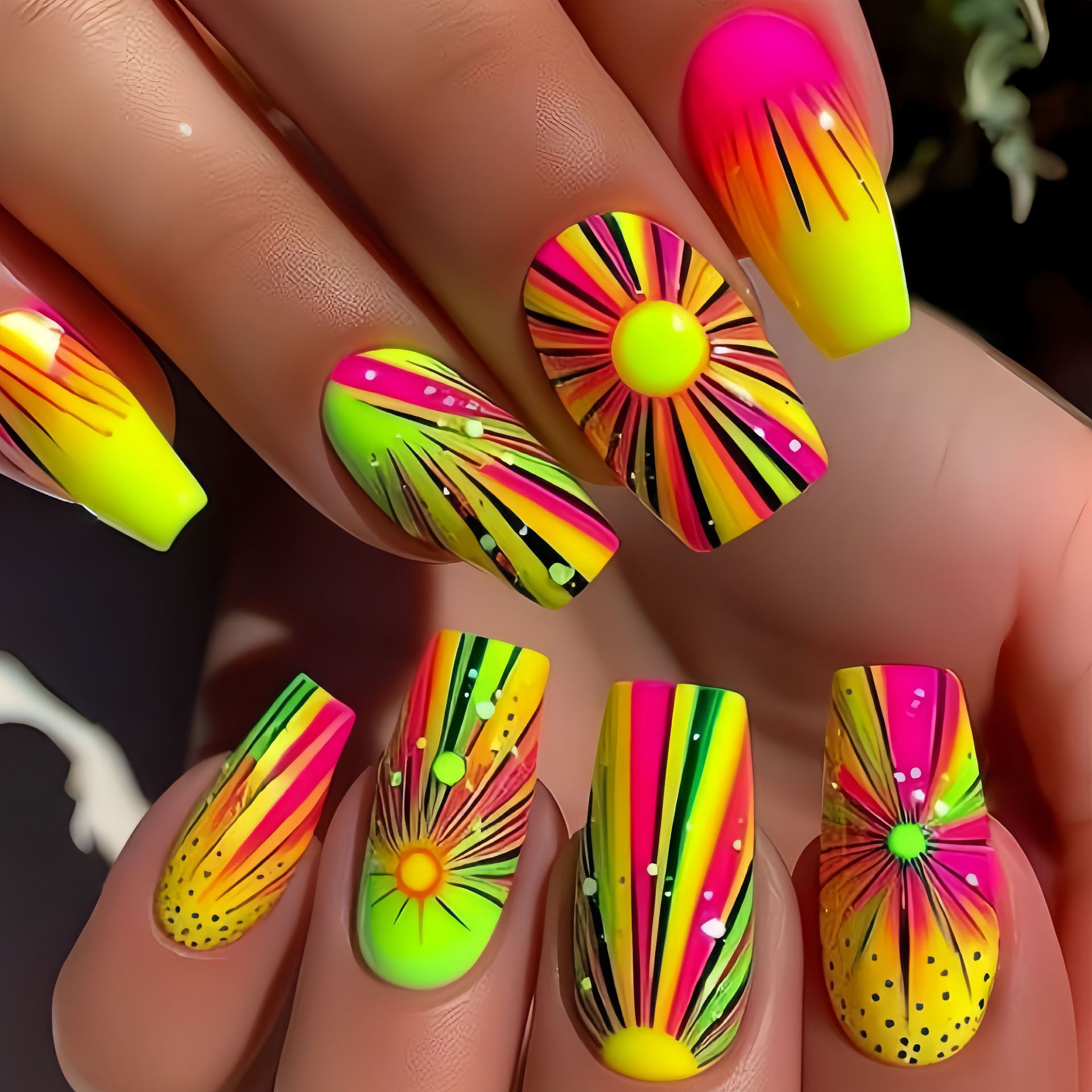 カラフルなオンブルプレスオンネイルグリッターパターンフェイク - Nail Art Ombre Glitter のレビューと価格