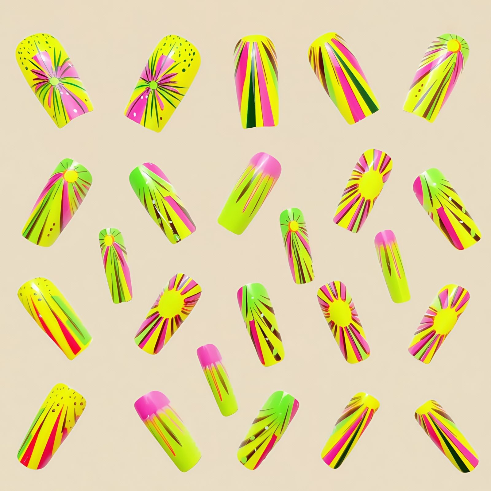 カラフルなオンブルプレスオンネイルグリッターパターンフェイク - Nail Art Ombre Glitter のレビューと価格