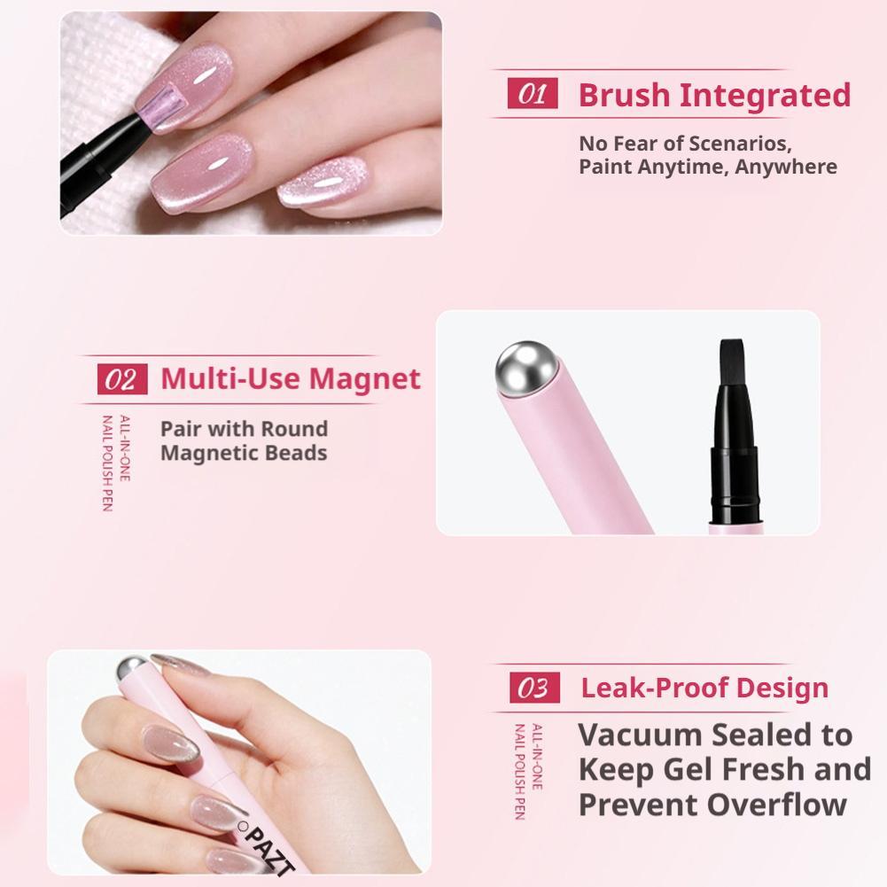 マグネットジェルネイルポリッシュペン、7 in 1グリッター - Nail Art One Stroke のレビューと価格