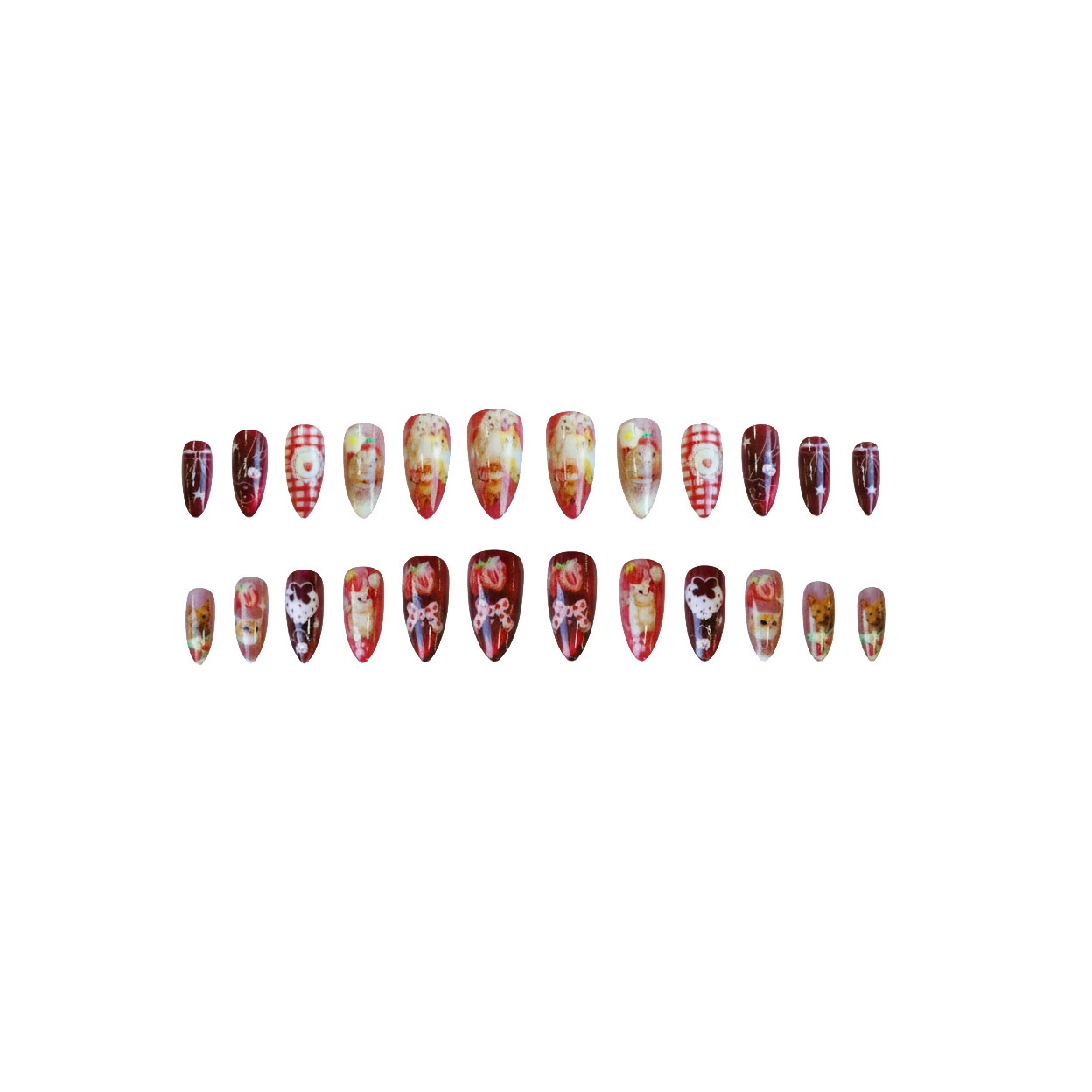 24枚入り ストロベリーキャッツアイ つけ爪 日本風ヴィンテ - Nail Art Cat Eye のレビューと価格